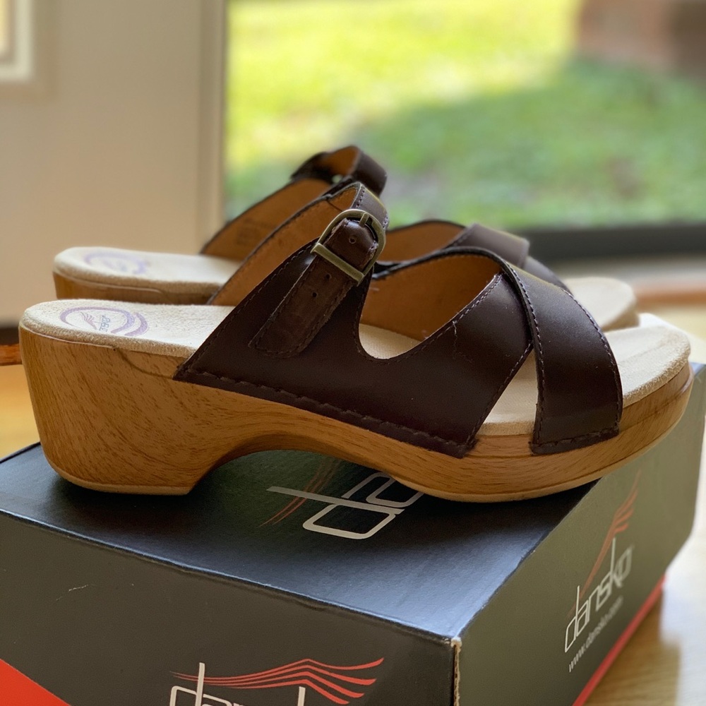 Dansko Brown Leather Slip On Sandal - Size 41